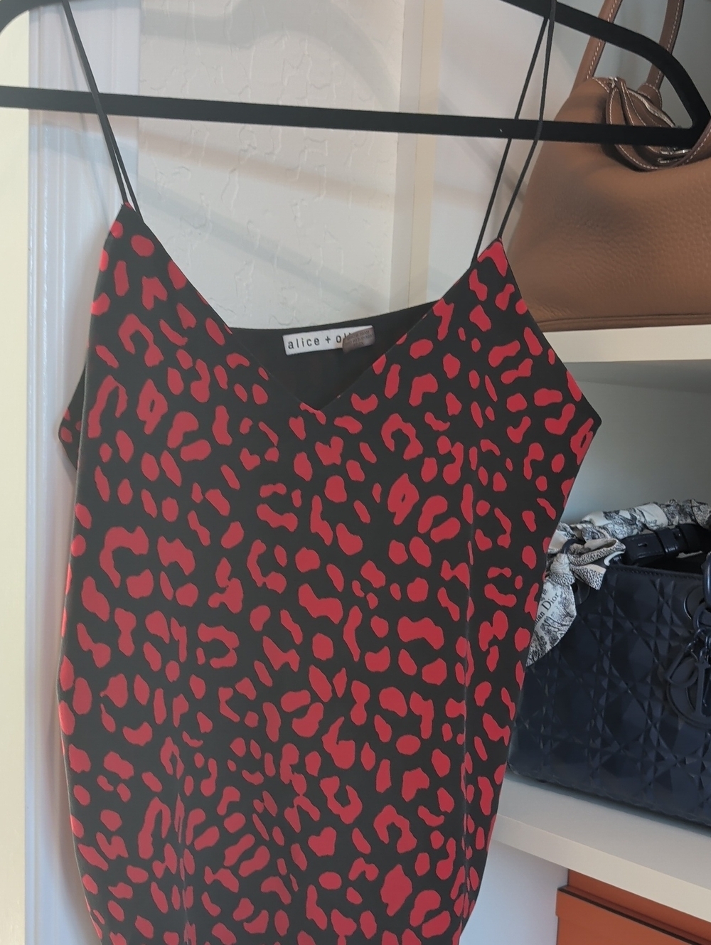 Alice + Olivia Black Dress with Red Leopard Spots